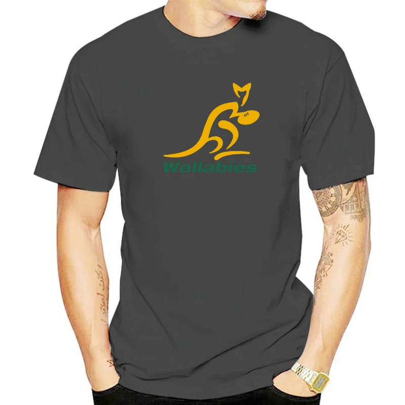 Wallabies Rugby Logo Mens T-Shirt Black Custom Print Tee Shirt