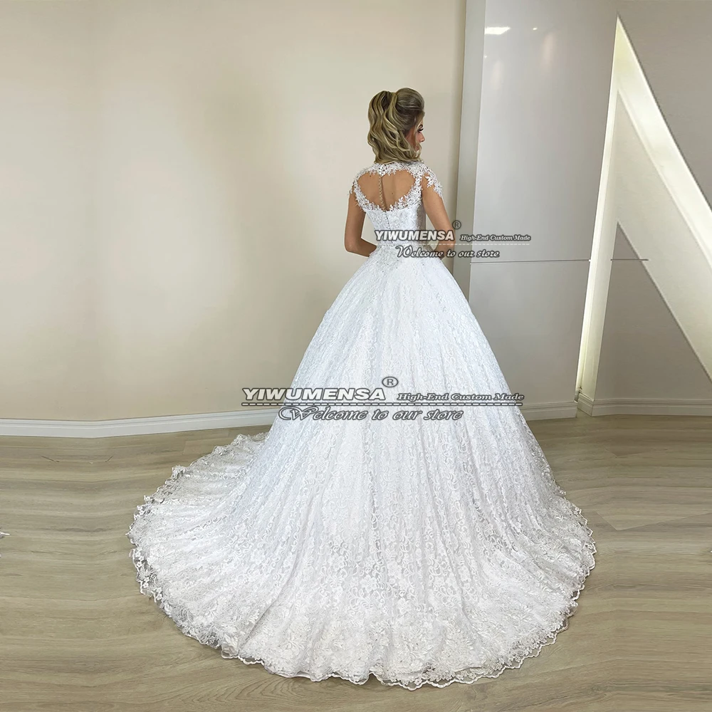 Robe de mariée princesse Vintage en Tulle, manches longues, blanc, avec des Appliques florales 3D, 2023