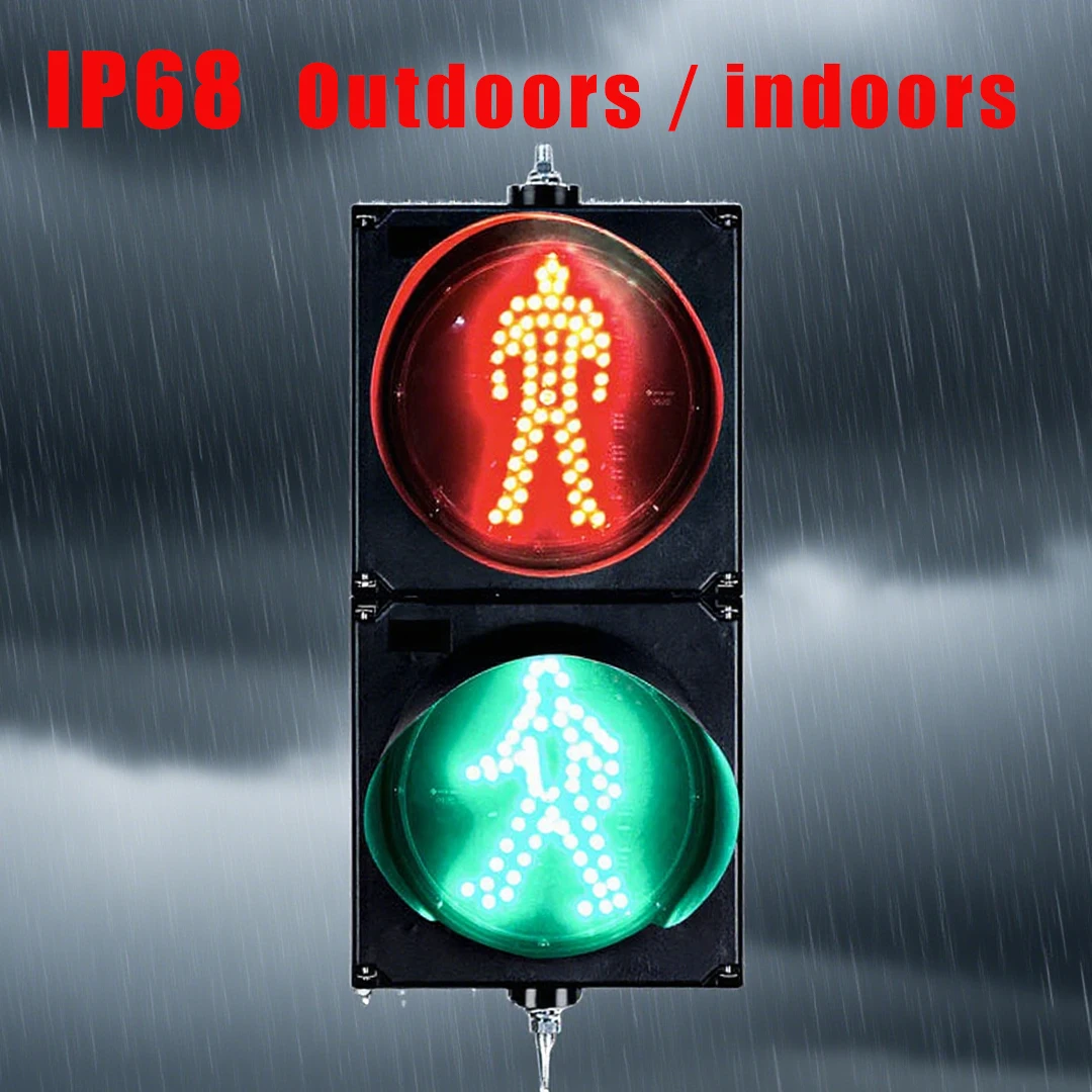 8인치(200mm) 보행자 신호등, AC85-265V, PC 하우징 IP58 방수, 실외용 - 도로 및 교육용 지원