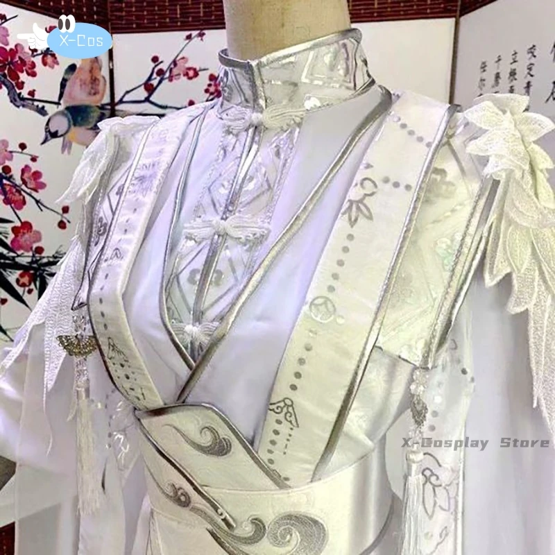فستان هانفو كبير الحجم مخصص من XieLian للرجال والنساء ، زي أبيض ، سيد القط ، زي كرنفال تنكري للذكور ، صيني ، TGCF