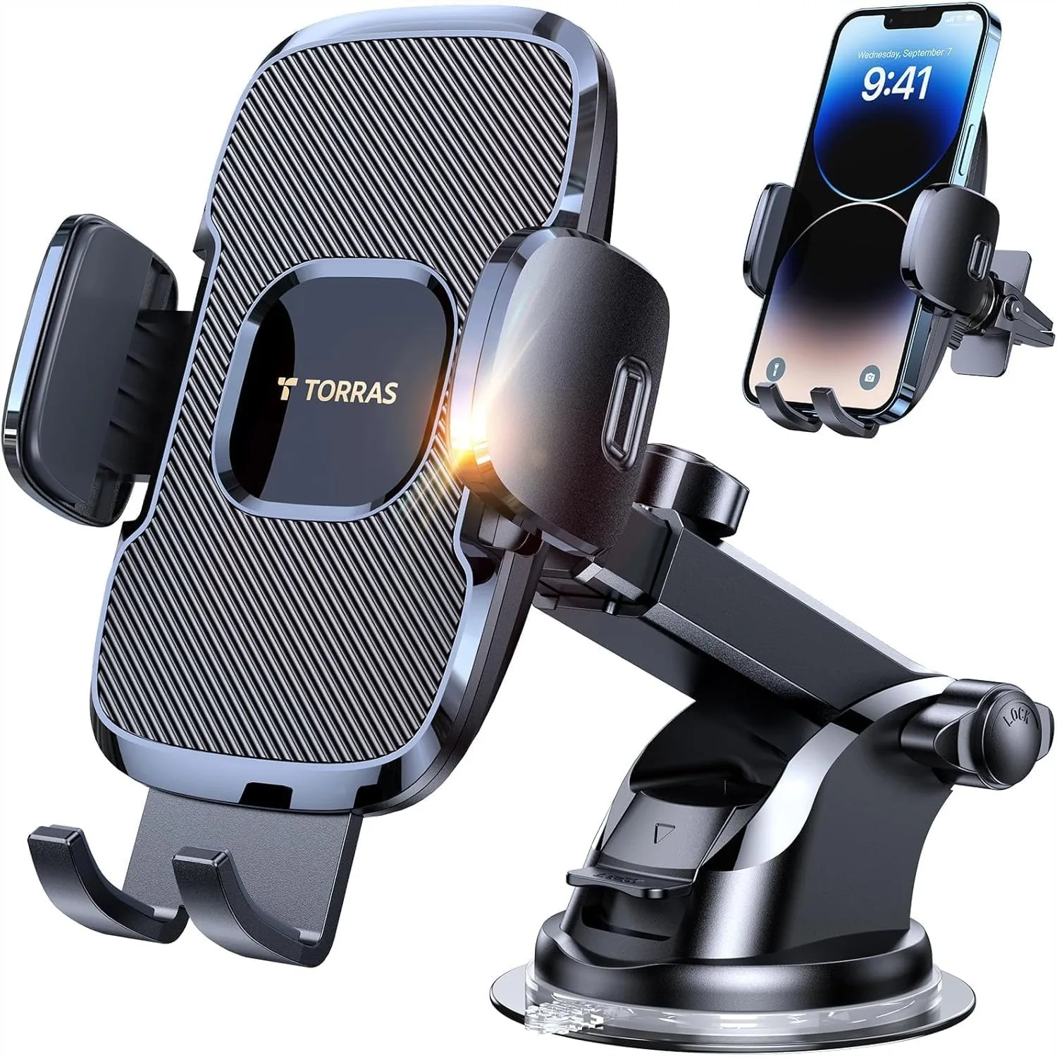 Ultra-Durable Car Phone Holder with 96+LBS Strongest Suction, Safety Certs Cell Phone Mount for Dashboard Windshield Vent for