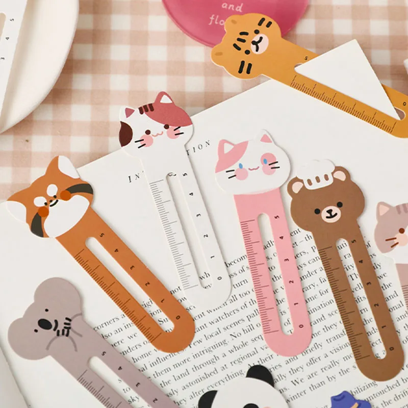 Cute Animal Paper Bookmark Straight Ruler School Stationery Materials 1 Set 30 pieces