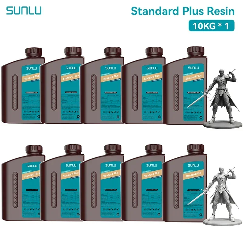 Resina 3D SUNLU Standard PLUS 405nm, Baixo Odor, Alta Fluidez, Cura Rápida, Moldagem Suave e Fácil para Resina Fotopolímera LCD DLP 10KG