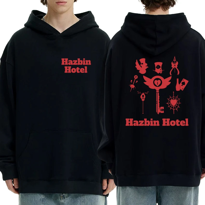 

Hot Sale Hazbin Hotel Double Sided printed Hoodies 2025 New Unisex harajuku Cartoon pullover Men women Fleece Casual Sweatshirt