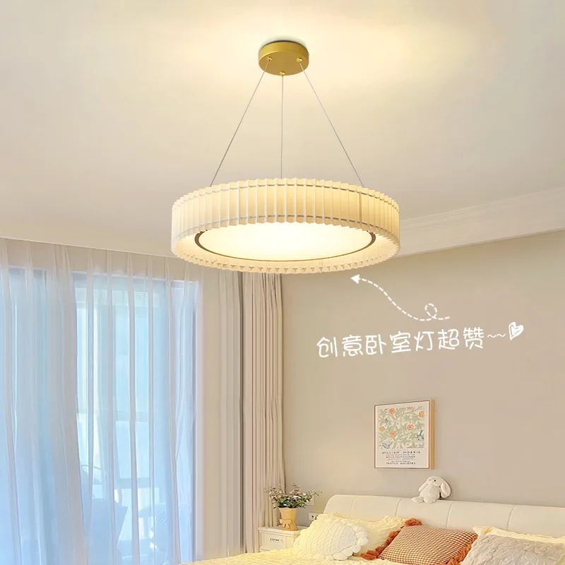 Nordic Minimalist Pendant Light Cream Style Dining Room Master Bedroom Pendant Light Full Spectrum LED Single Head Pendant Light