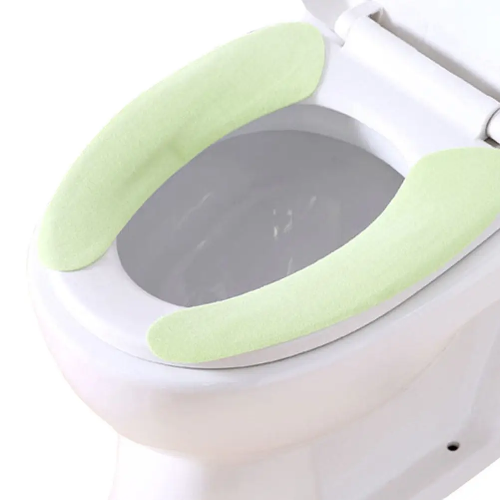 

4Pairs Washable Toilet Seat Mat Crystal Velour PVC Self-Adhesive Warm Comfortable Reusable Seat Cover for Winter Hygiene