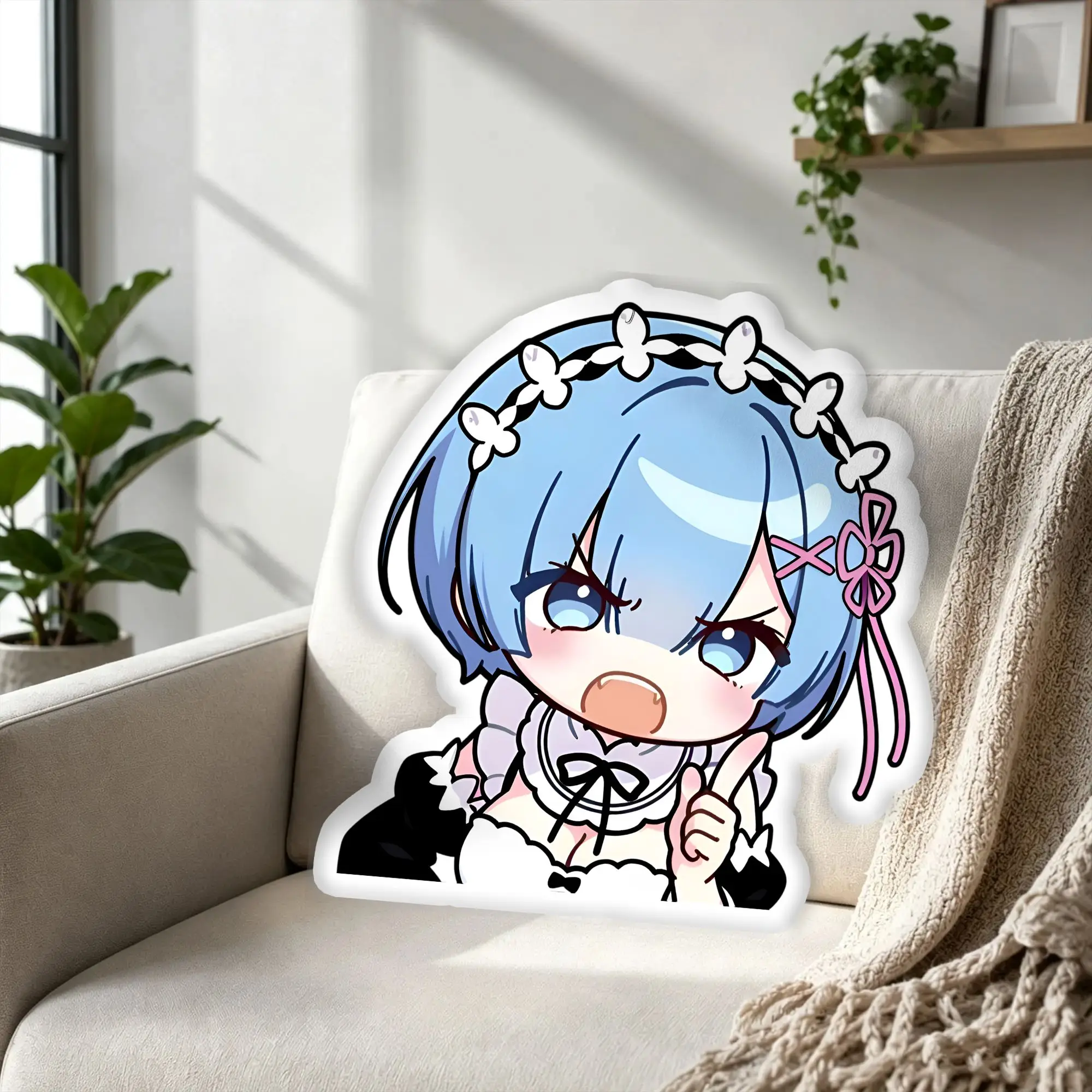 Customized Blue Maid Cartoon Stuffed Throw Pillow Japan Soft Pillows and Cushions Funny Cushion for Bedroom Bed Unique