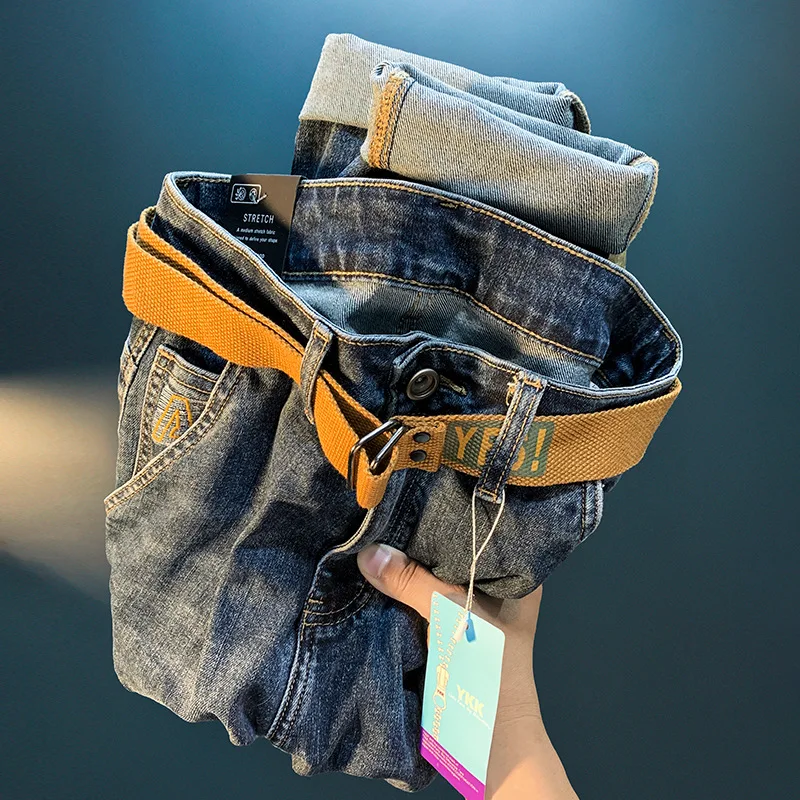 Calça justa de harém elástica masculina com bolsos inclinados, calça jeans confortável, alta qualidade, nova, outono, 2022