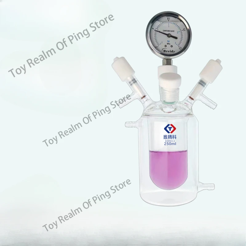 Glass pressure tube vacuum thick wall pressure gauge thread collecting gas reaction bottle Glass reactor pressure bottle