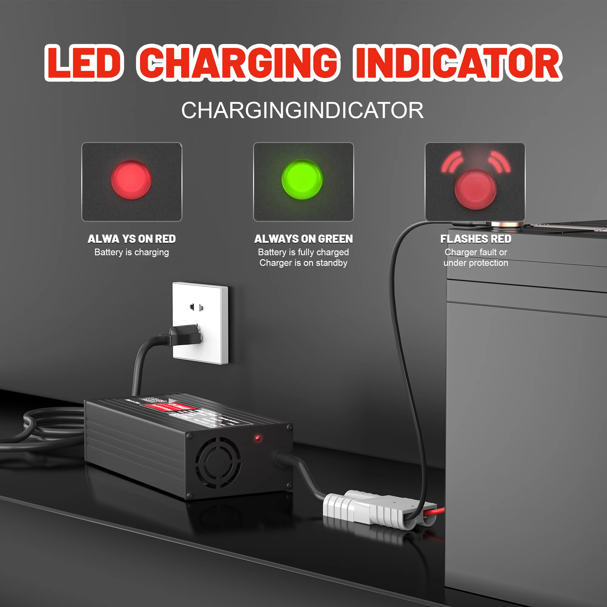 Nabíječka 14,6 V 20 A, 12 V LiFePO4 baterie, hliníkové pouzdro, pro 12 V lithium-železo-fosfátové baterie, inteligentní nabíječka pro karavany a obytné vozy. - náhled 6
