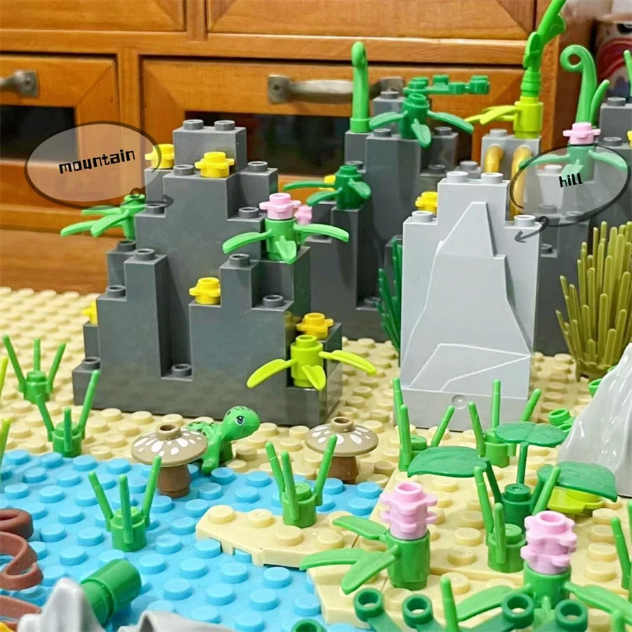 Zestaw klocków budowlanych MOC 10PCS Góry Wzgórza Akcesoria do majsterkowania Morze Model budowlany Klocki Dekoracja Scena Dzieci Prezenty urodzinowe
