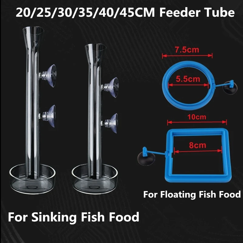 Glass Aquarium Shrimp Feeding Tube Dish Cup Sinking Floating Fish Food Dispenser Feeder Fish Tank Accessories 20cm-45cm