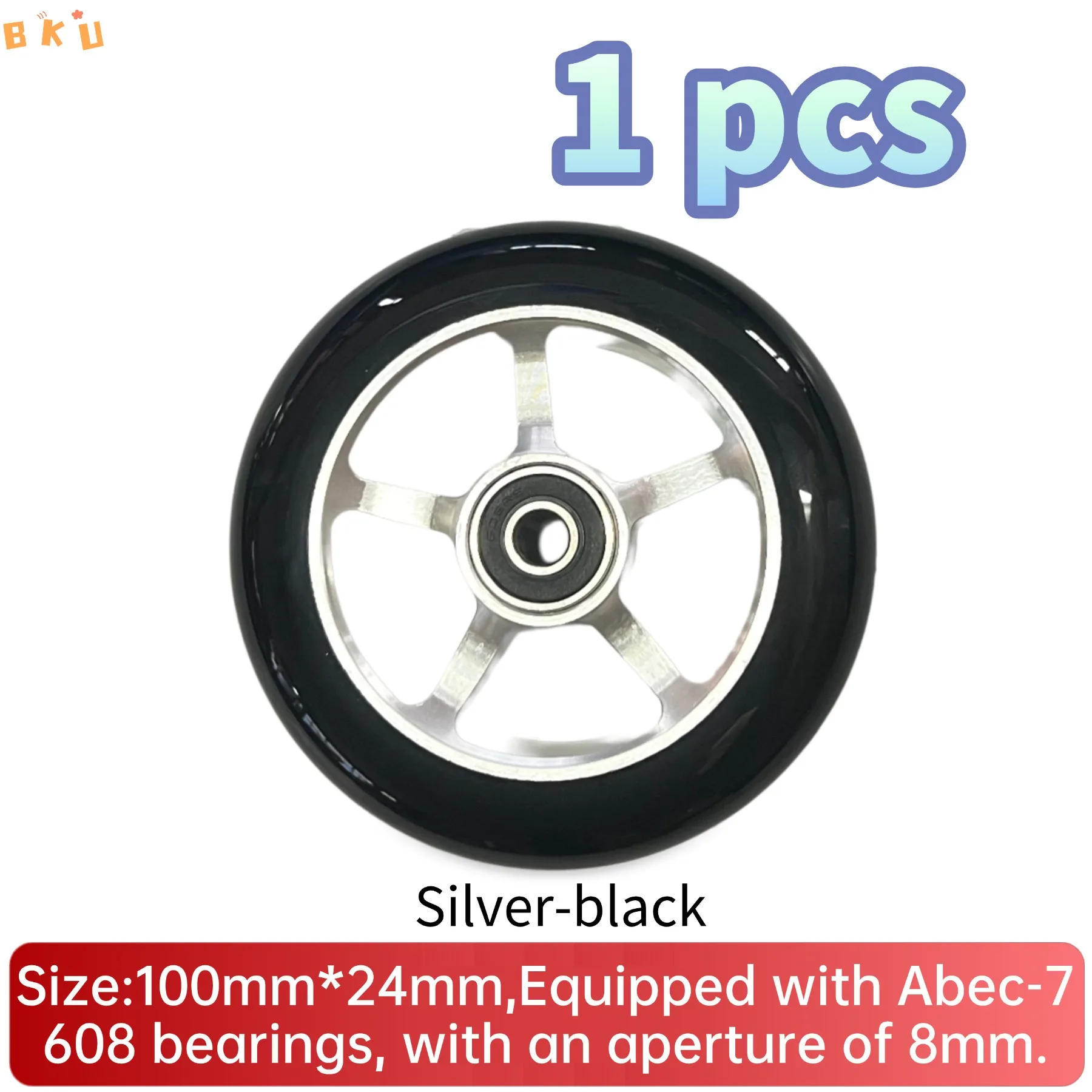 

1PCS 100mm (4Inch) Aluminum Core Speed Scooter Replacement Wheel Aluminum Alloy PU Construction with Black Bearings for Scooters
