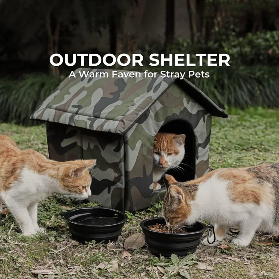 Collapsible Outdoor Cat House Pet Shelter Outdoor Waterproof Cold Windproof Scratch-Resistant Winter Tent Dog Nest Warm House