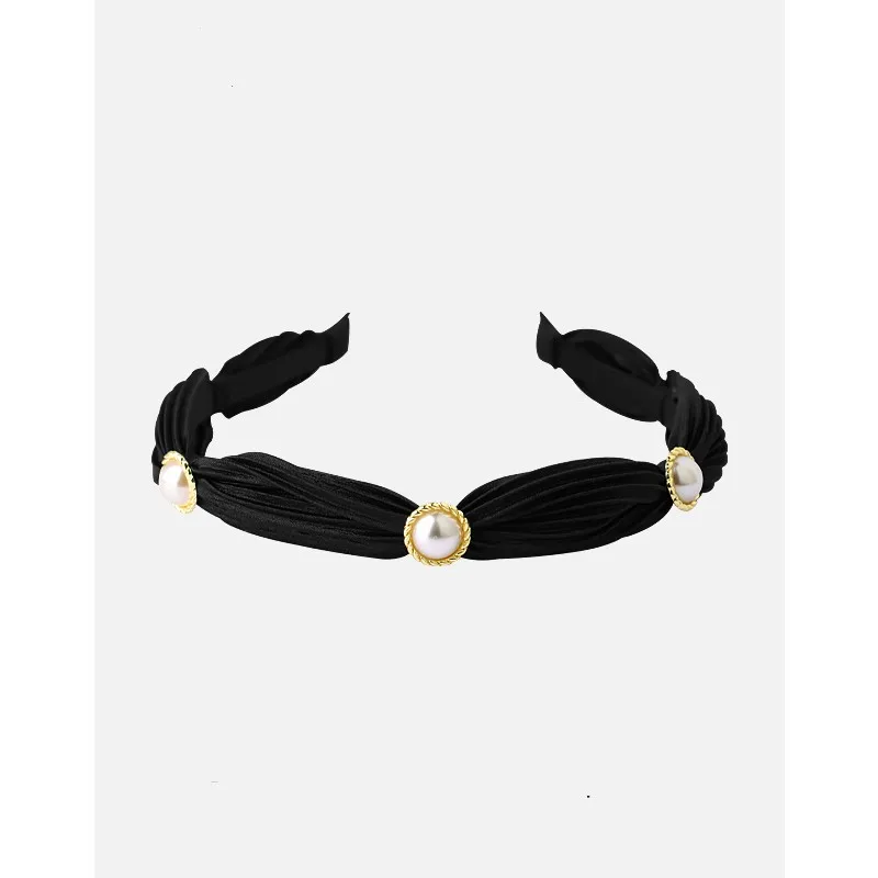 Black Hairband for Girls and Women Hair Bands With Artificial Pearls High Quality Hair Accessories Thin Hair Hoops