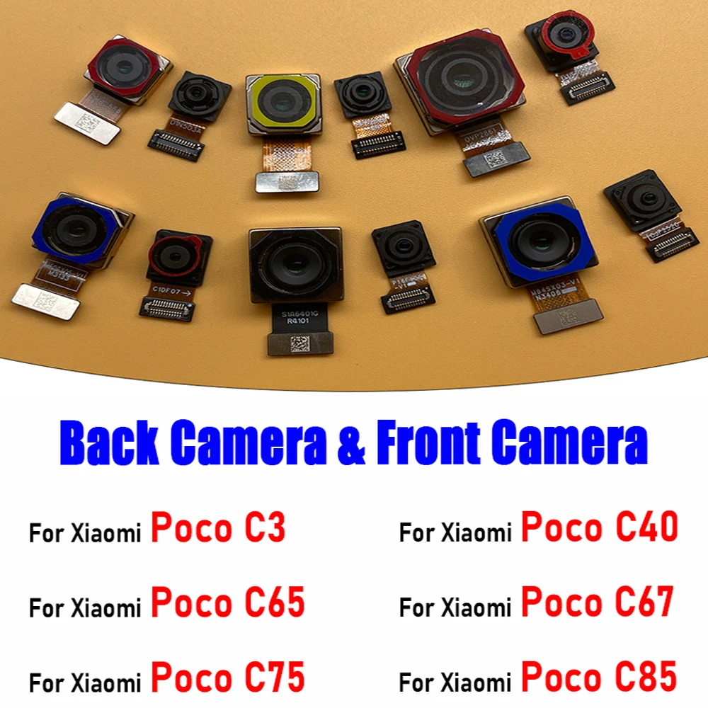 NEW Back Big Main Camera Module And Front Small Camera Module Flex Cable For Xiaomi Poco C3 C40 C65 C67 C75 C85