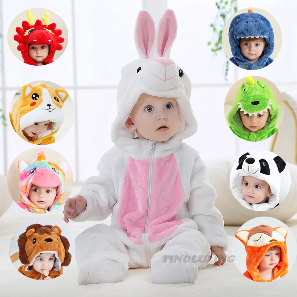 Baby Boys Pijamas Rabbit Girls Kigurumi Sleepwear Winter Clothes for Babies Baby Pajamas One Piece Hooded Jumpsuits for Girls