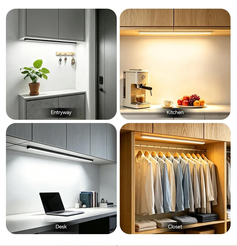 Black/White Shell USB Powered LED Night Light Bar 42cm Aluminum Touch On/Off Dimmable Lamp Cabinet Closet Washing Room Lighting