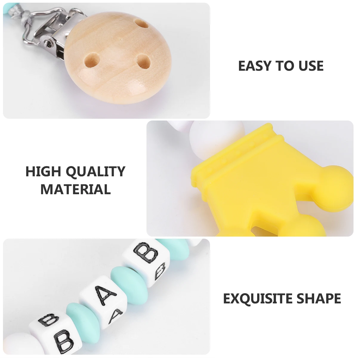 

Pacifier Chain Teether Holder Soother Strap Infant Silica Gel Colorful Safe No Edges Corners Attract