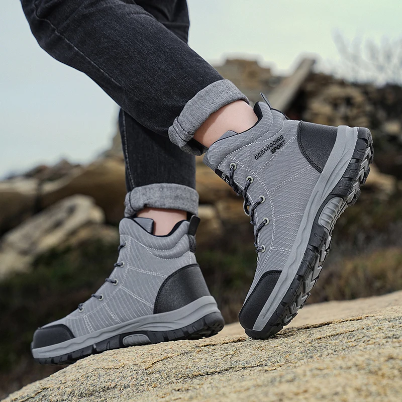 Men'S New Winter Velvet Warm Outdoor Hiking Snow Anti Slip Waterproof Men'S Boots Winter High Top Men'S Boots 39-47