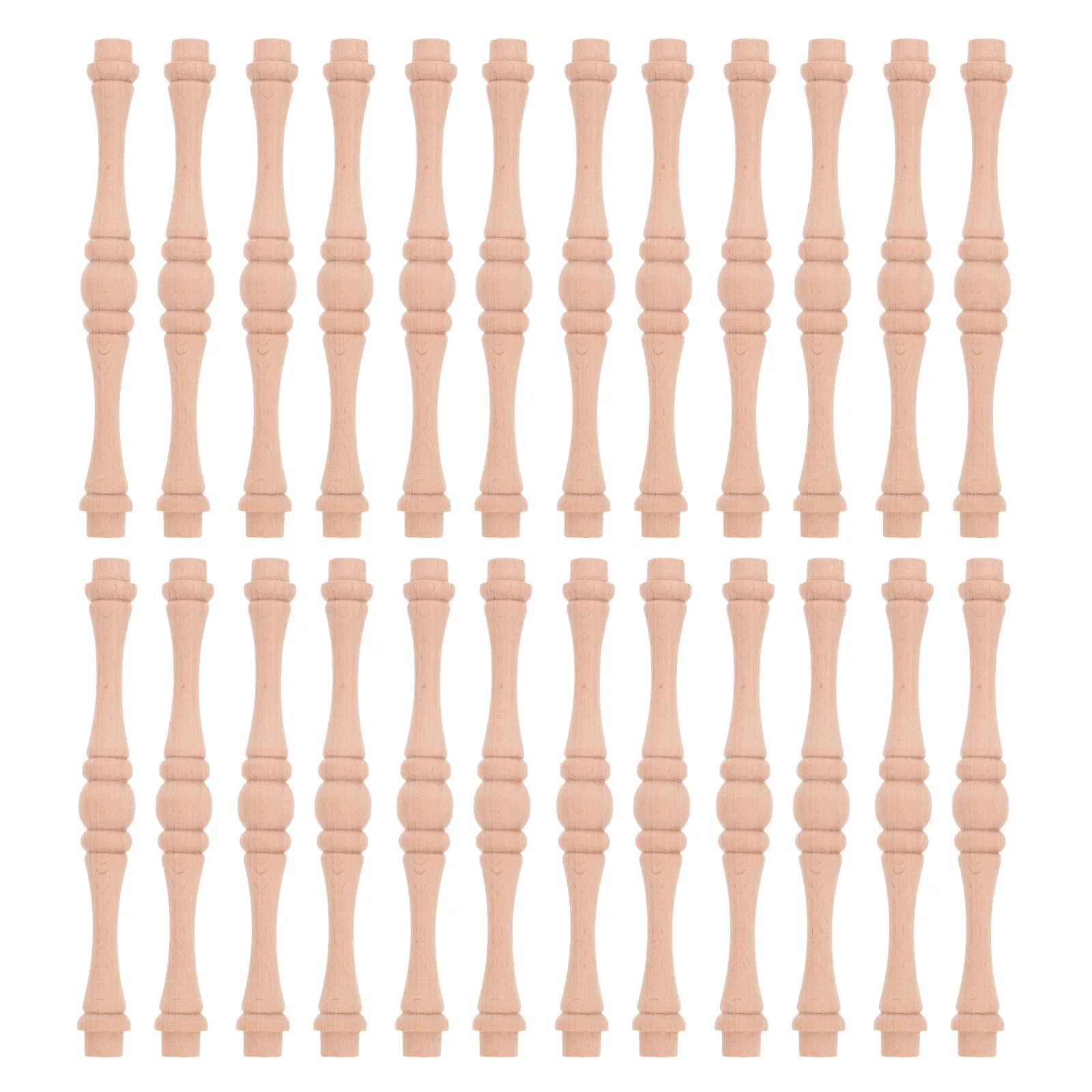 25Pcs Wooden Baluster Spindles Unpainted Solid Wood Stair Balusters for Home Furniture Cabinet Railings Decoration Wood Craft