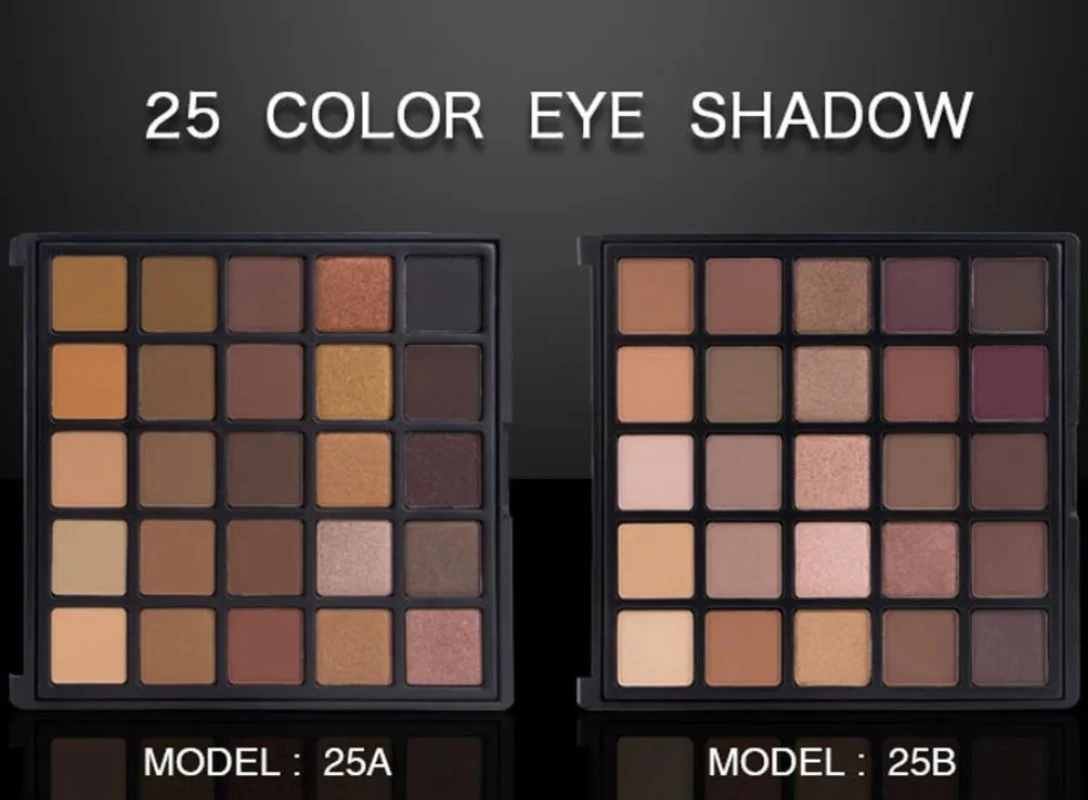 Sombra de ojos de 25 colores, paletas compactas de sombra de ojos desnuda, maquillaje metálico, brillo y materia, kit de sombra de ojos ahumada y cálida PE25