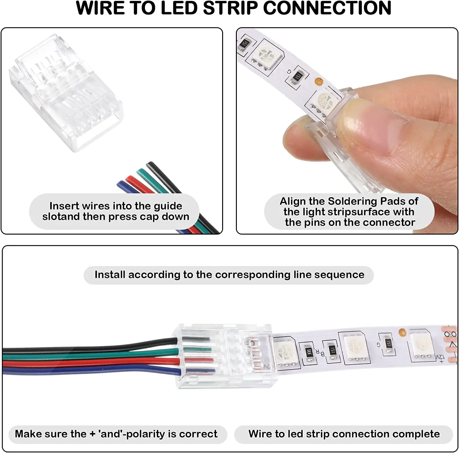 20pcs LED Strip Connector 2/3/4/5/6pin Electric Wire Connector For 5050 RGB CCT RGBW LED Strip Lights To Wire Connection Use