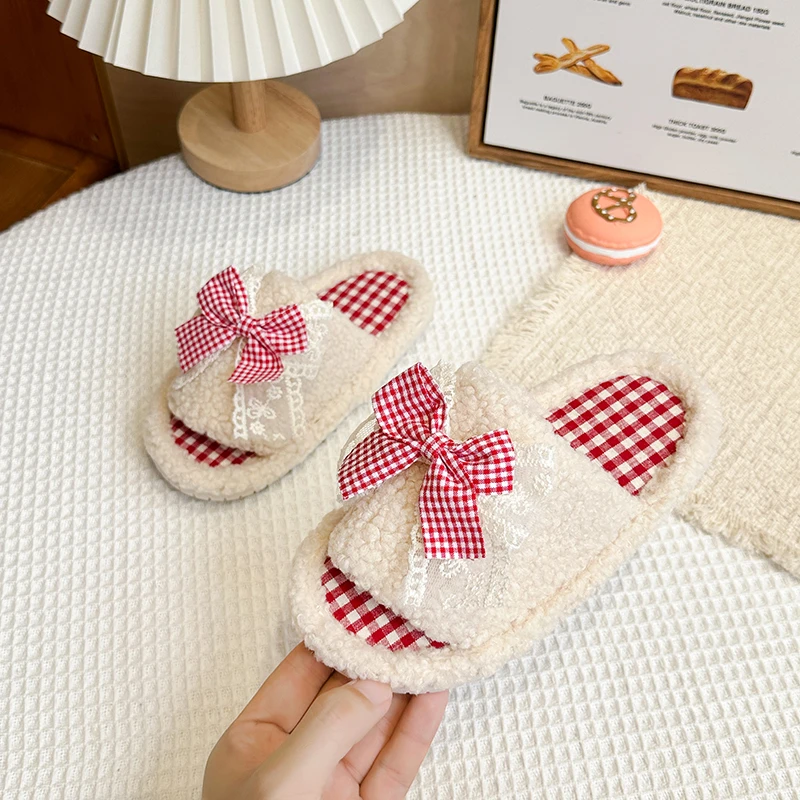 Fashion Girls' Shoe 2026 Spring New Kids Slippers Thick Sole Anti Slip Girls Personalized Cotton Slippers Simple Child Home Shoe