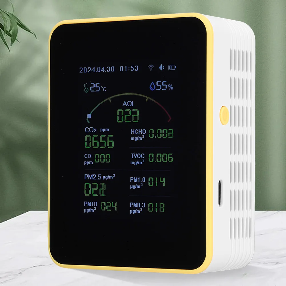 Tuya WiFi 15 in 1 Air Quality Detector Portable AQI PM0.3 PM1.0 PM2.5 PM10 Tester Household CO CO2 TVOC HCHO Tester CO2 Detector