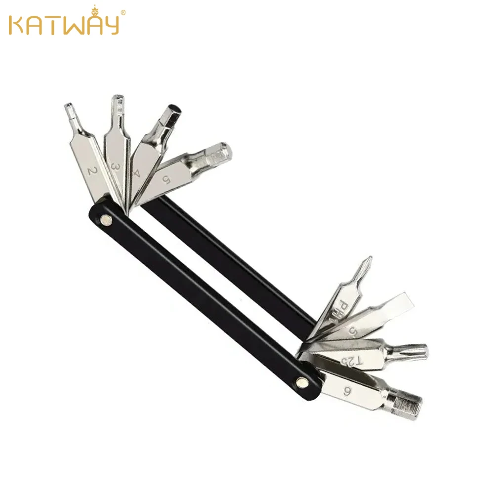 

KATWAY Portable 8 in 1 Function Multi Bicycle Repair Tool CR-V Steel Hex Spoke Wrench Motorcycle Cycle Screwdriver HH-AA499