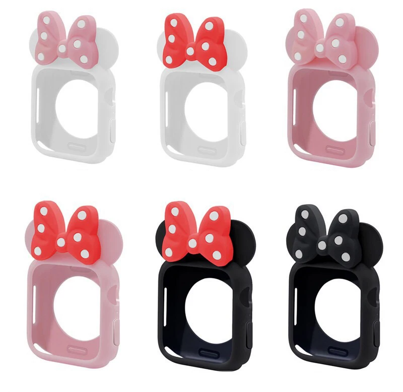 Disney Minnie Mouse Cartoon Silicone Case for Apple Watch Series 5 4 3 2 1 44mm 42mm 40mm 38mm Protector Cover Watchcase Frame