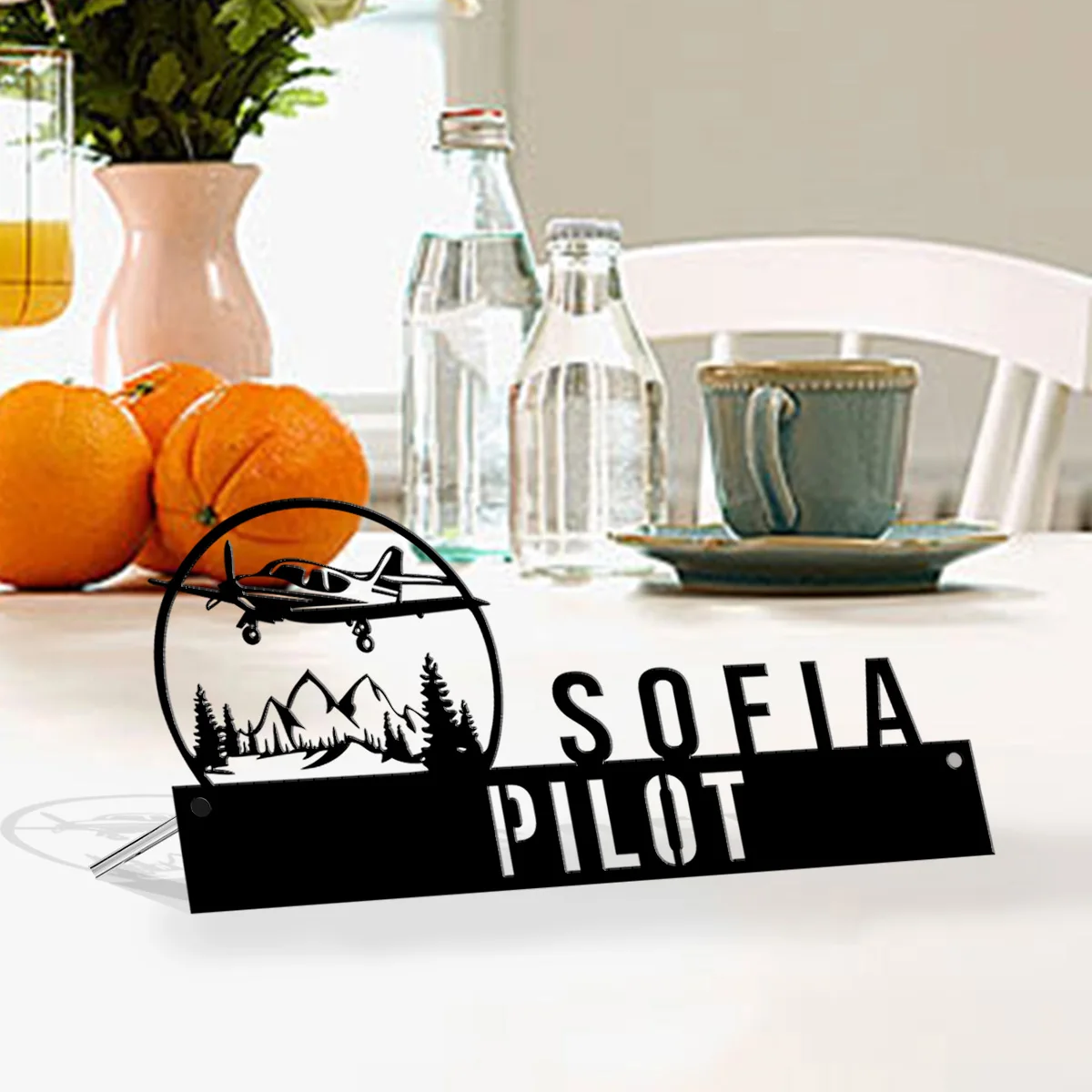 Custom Pilot Airplane Desk Name Plate, Pilot Airplane Metal Nameplate For Desk, Pilot Desk Nameplate, Office Decor