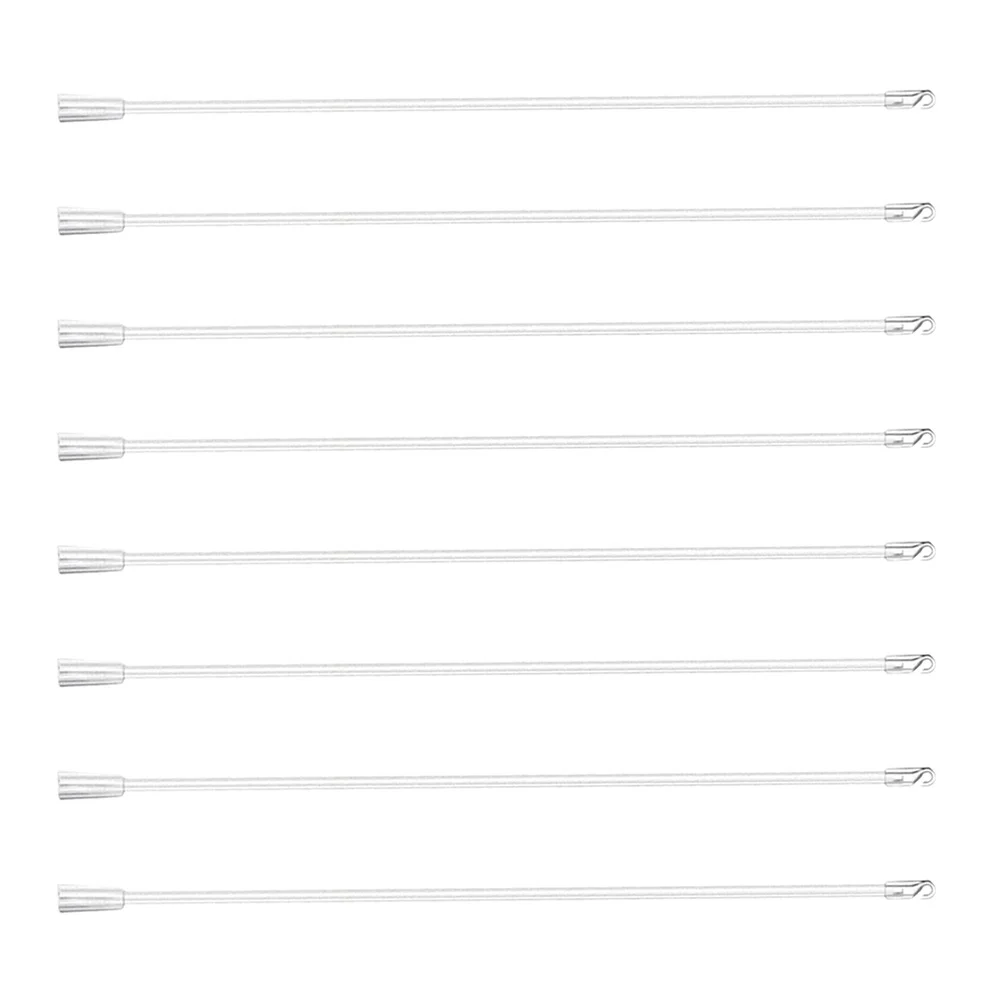 

8pcs Plastic Blind Wands Vertical Replacement Rods White Transparent Hooks Universal Fit Lightweight Reusable Easy Install No
