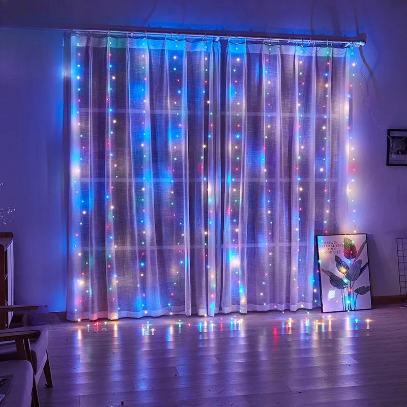 Christmas Lights LED Fairy String Curtain Lights 8 Mode Remote USB Festoon Christmas Decor For Home Holiday New Year Lamp