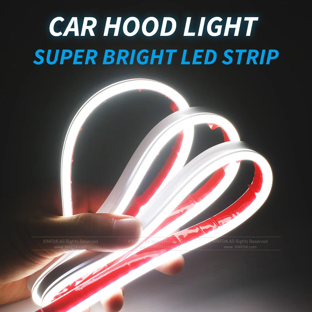 XINFOK LED รถ Hood ไฟ Universal Auto ตกแต่งโคมไฟบรรยากาศ Ambient ไฟสำหรับรถกลางวัน Lampu Jalan DRL 12