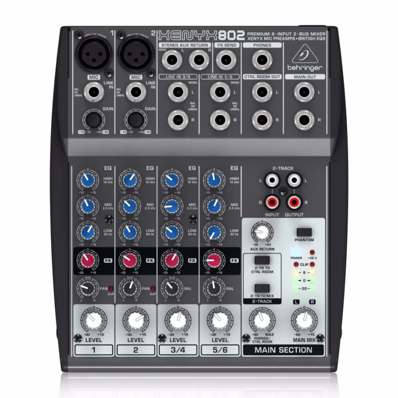 Behringer XENYx 802 Ultra-compact 6 channel mixer with USB audio interface for live performance and prefessional recording