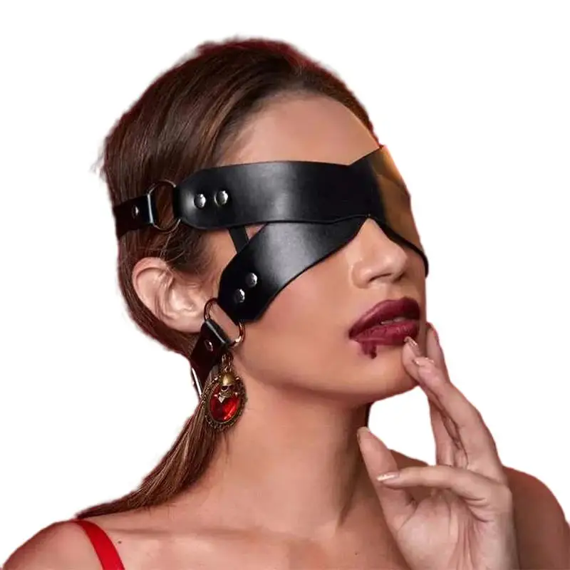 Sexy PU Leather Black Blindfold Gothic Cosplay Fashion Eye Mask Halloween Carnival Party Masquerade Ball Fancy Masks Face Toys