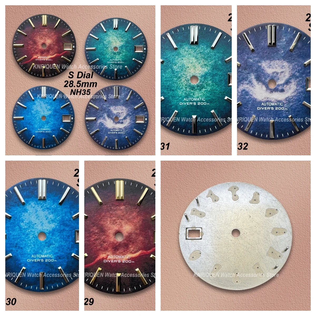 

28.5mm High Quality S Logo 3D Printed Color Dial Suitable For NH35 Movement 3/3.8O'clock Watch Modification Accessories