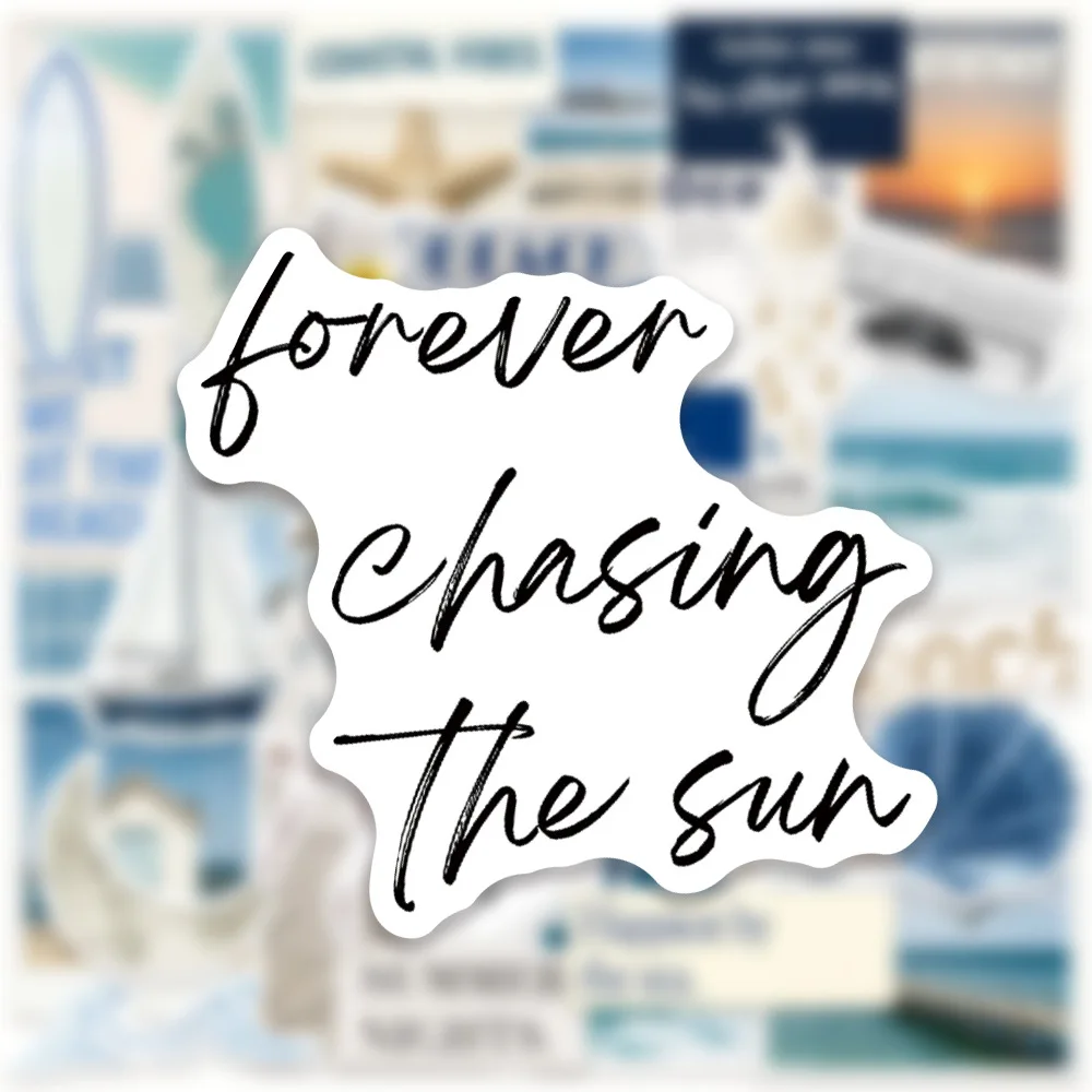 50PCS Healing Style Outdoor Beach Ocean Graffiti Stickers Decoration Luggage Phone Guitar Scraphbook Cup Car Classic Kid Toys