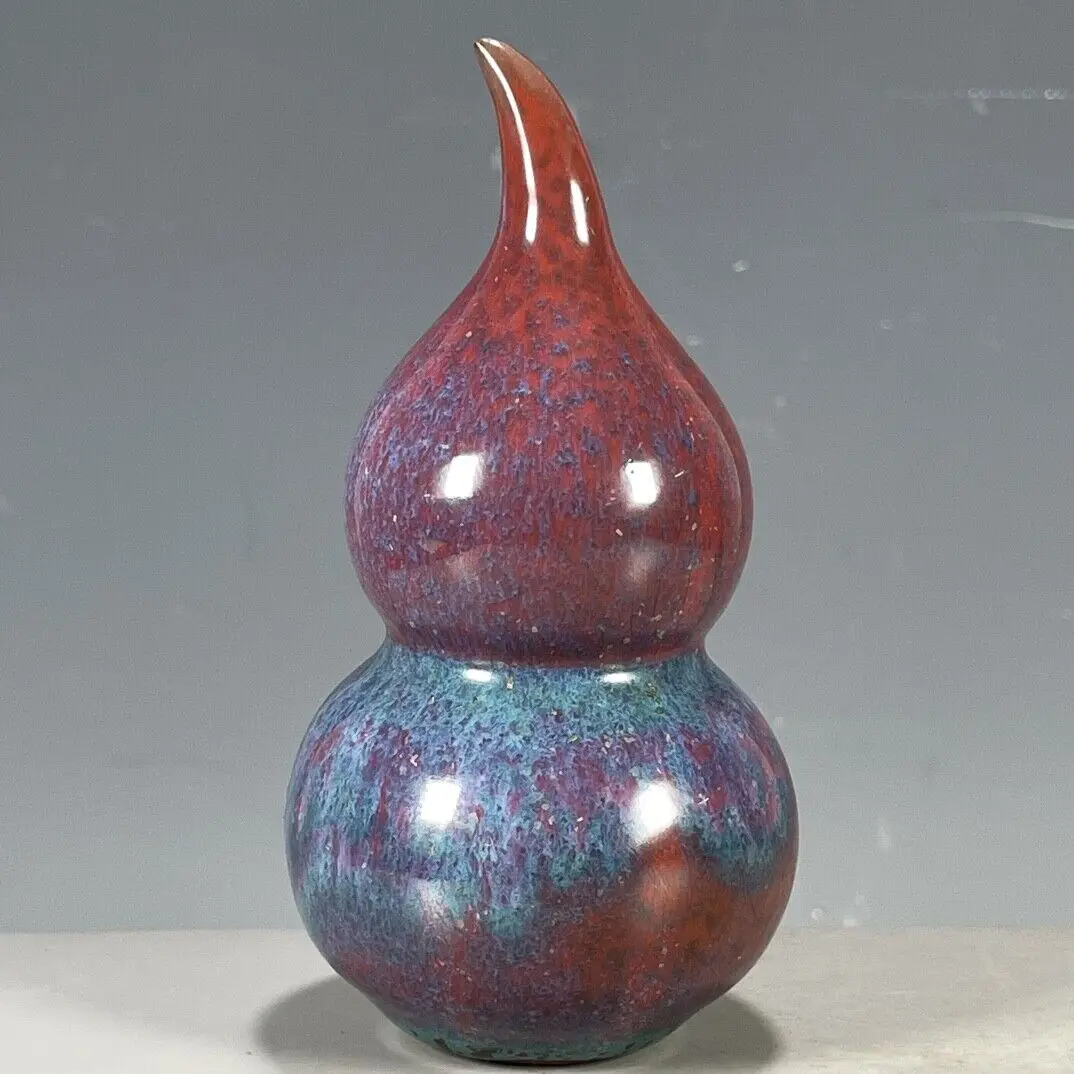

Chinese Porcelain Jun Kiln Red Glaze Kiln Change Gourd Vase unique Home Decorations