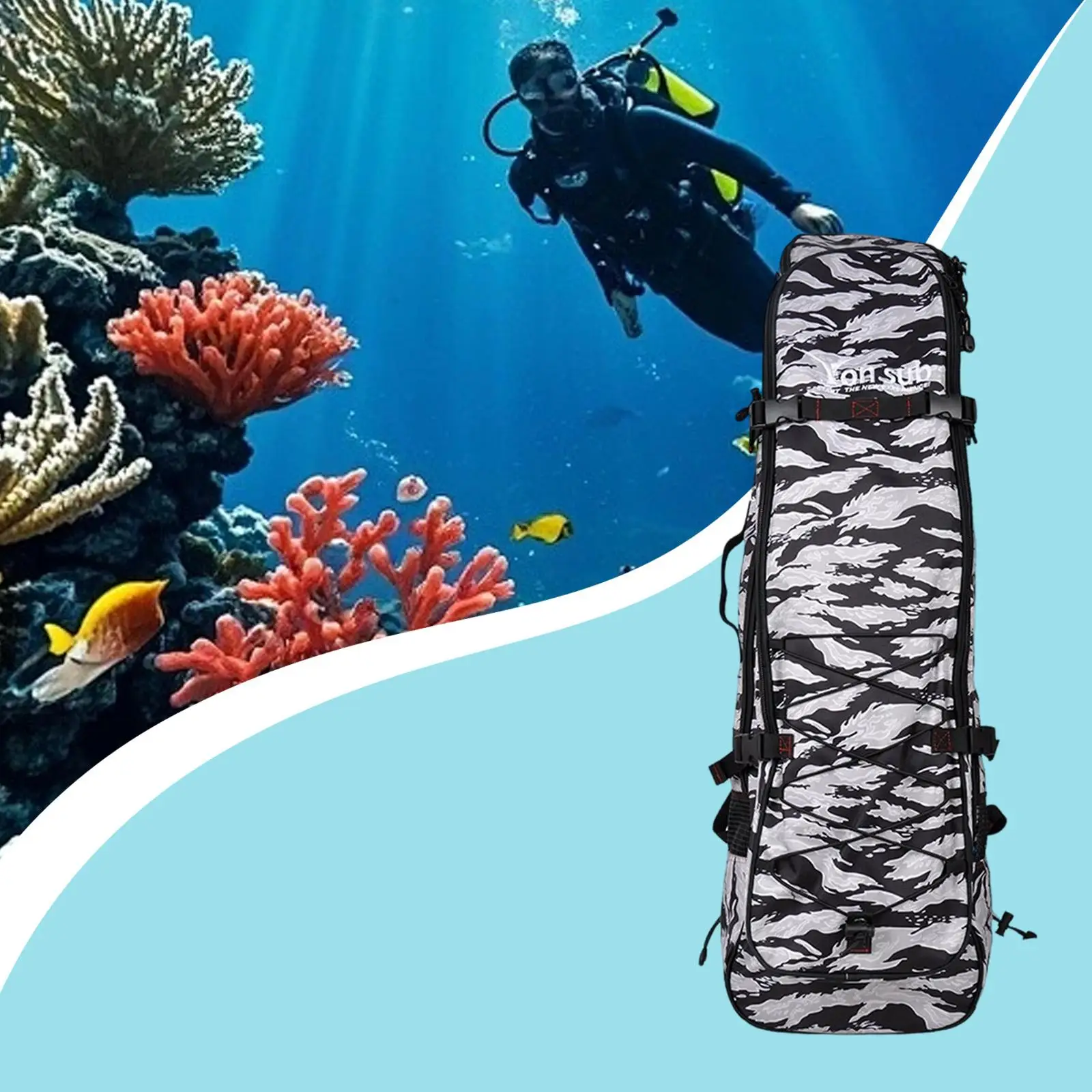 

Diving Storage Bag with Dry Wet Separation Long Flippers Backpack Mesh Equipment Bag for Snorkeling Swimming Travel