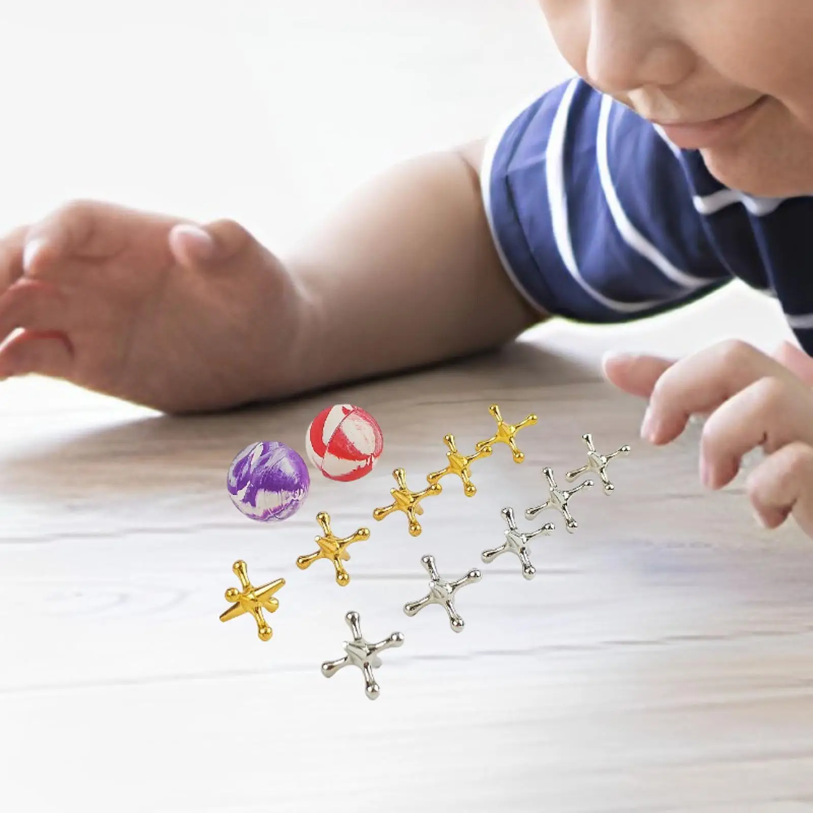 Jacks Bouncy Game with Ball Metal Table Games Set Old School Jax Game Toys for Events Camps Vintage Party Favors Board Games