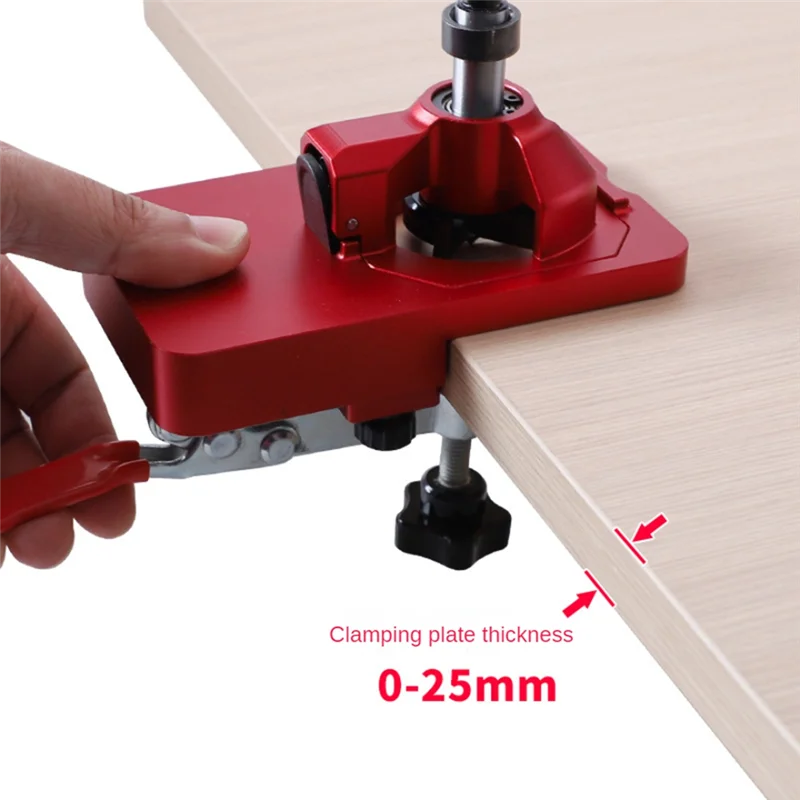 A96I-Woodworking Hole Drilling Guide Locator Hole Opener Template Door Cabinets Red 1Set