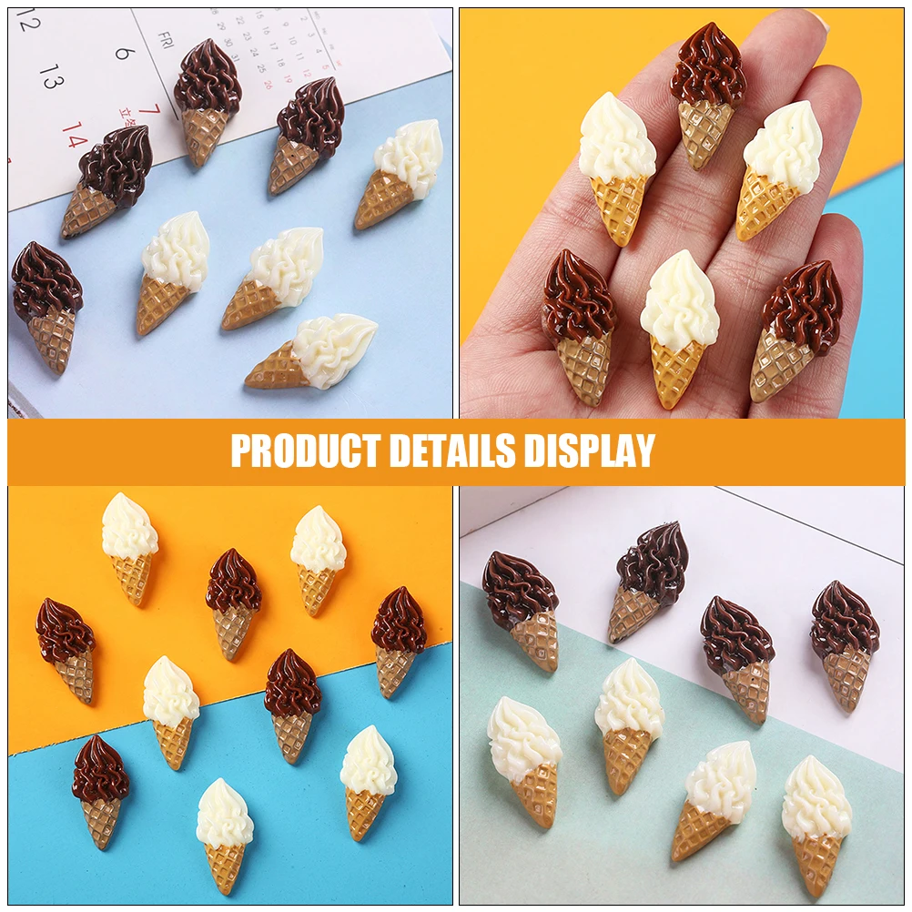 

24 Pcs Simulation Ice Cream Artificial Decoration Food Play Props Resin Realistic Faux Fake