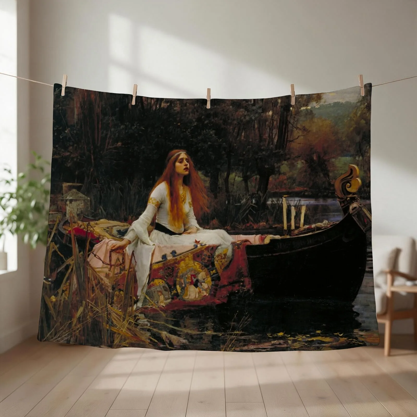The Lady of Shalott -John William Waterhouse Throw Blanket Thins Decorative Sofas Decorative Beds Thermals For Travel Blankets