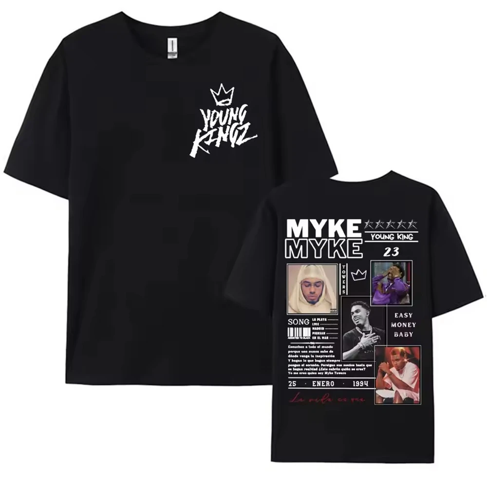 Ropa Hombre short sleeve Men Clothing Homme Mens New in Top & Tees Tee Shirt Rapper Myke Towers Graphic Printed T-shirts image 6