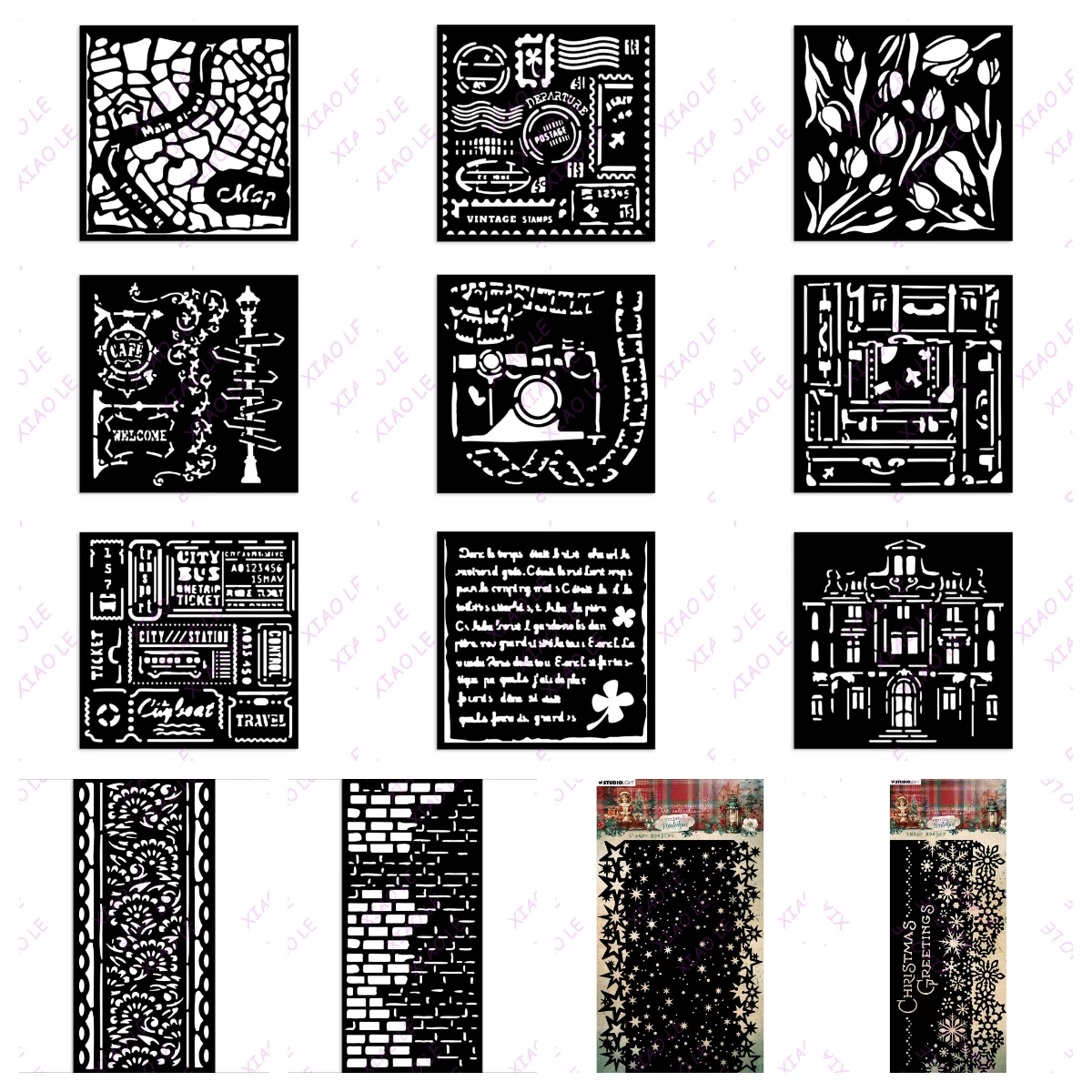

2025 New Snowy Border Street Lamp And Sign DIY Layering Stencils Painting Scrapbook Coloring Embossing Album Decorative Template