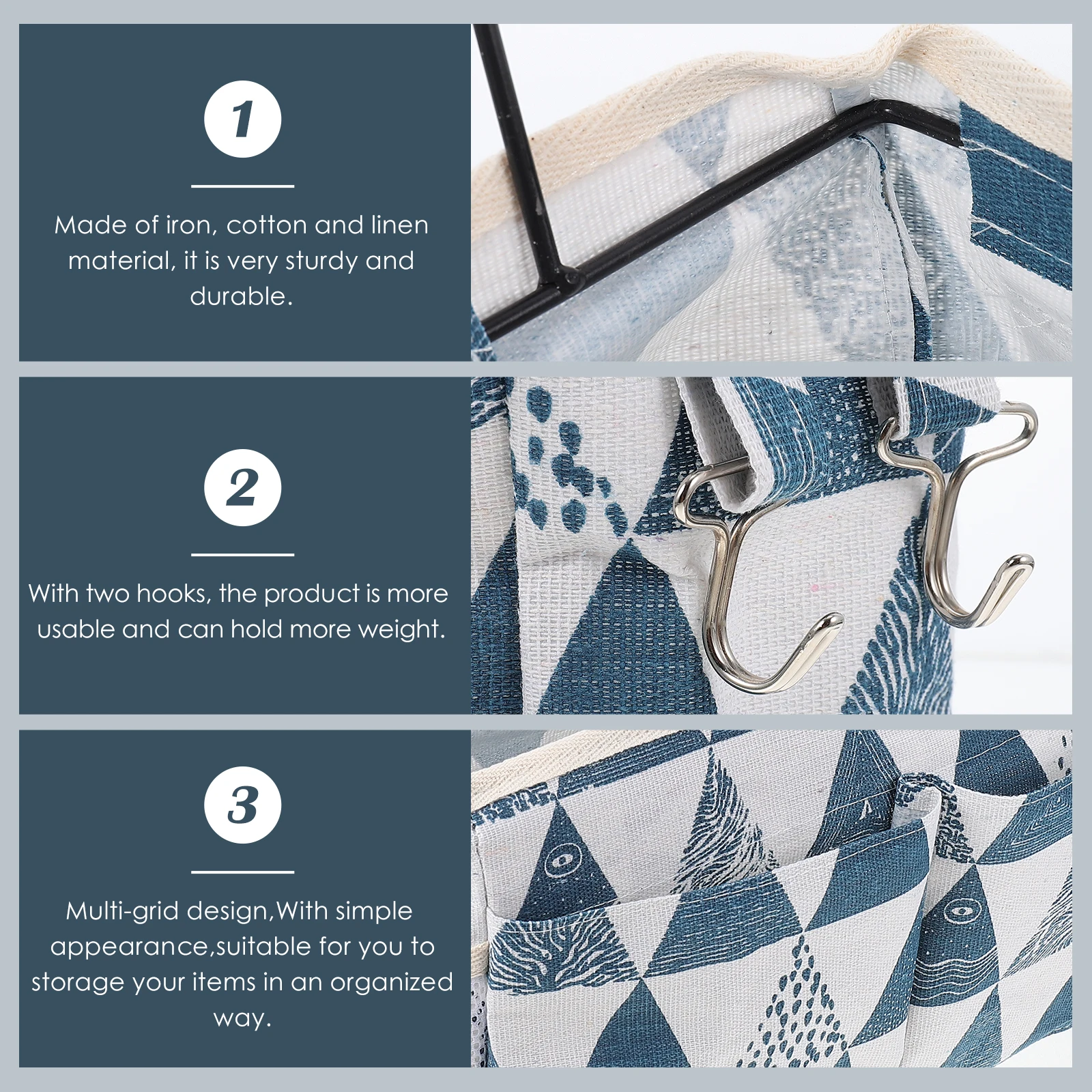 

Bedside Storage Bag Organiser Pocket Dormitory Cotton Linen Hanging Pockets Student