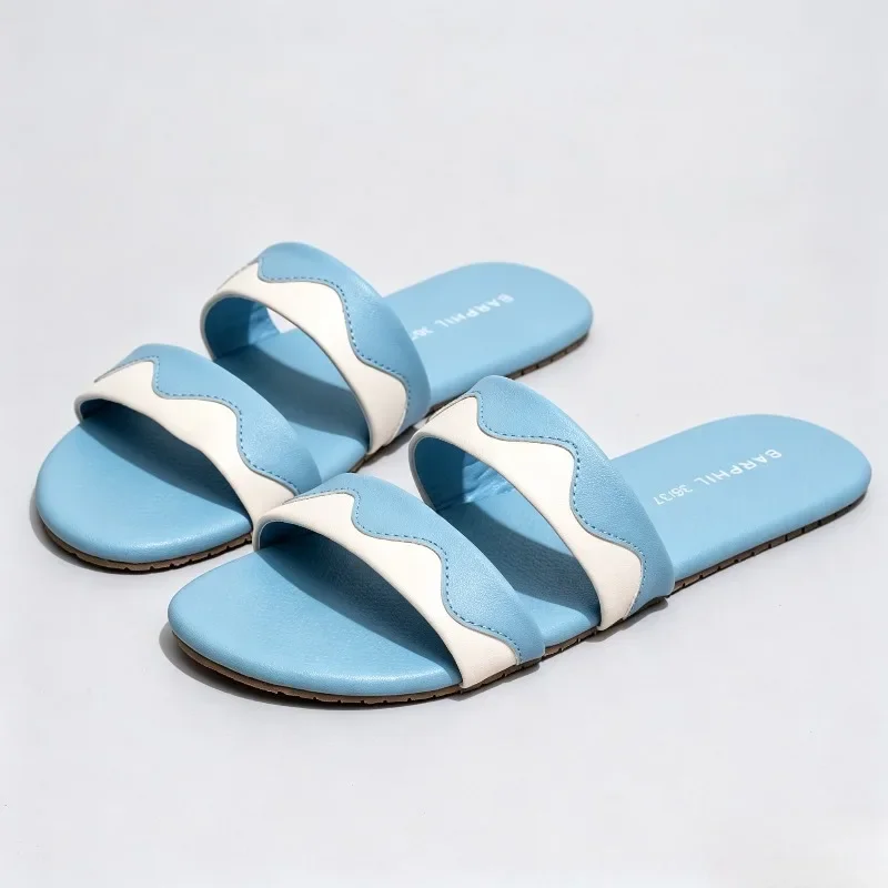 Unique Color Blocking Wave Women's House Slippers Fashion Round Toe Floor Noise Slippers Comfortable Non SlipLiving Room Slipper