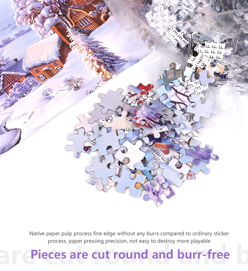 Cena de neve pacífica Quebra-cabeça para adultos, alívio do estresse, pintura de paisagem bonita, decoração de parede, 70cm x 50cm, 1000pcs